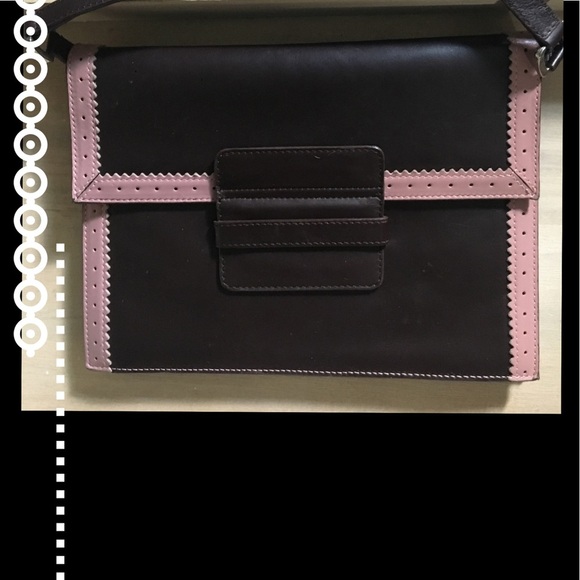 J Crew Pink and Brown Retro Style Envelope Bag - Picture 1 of 4